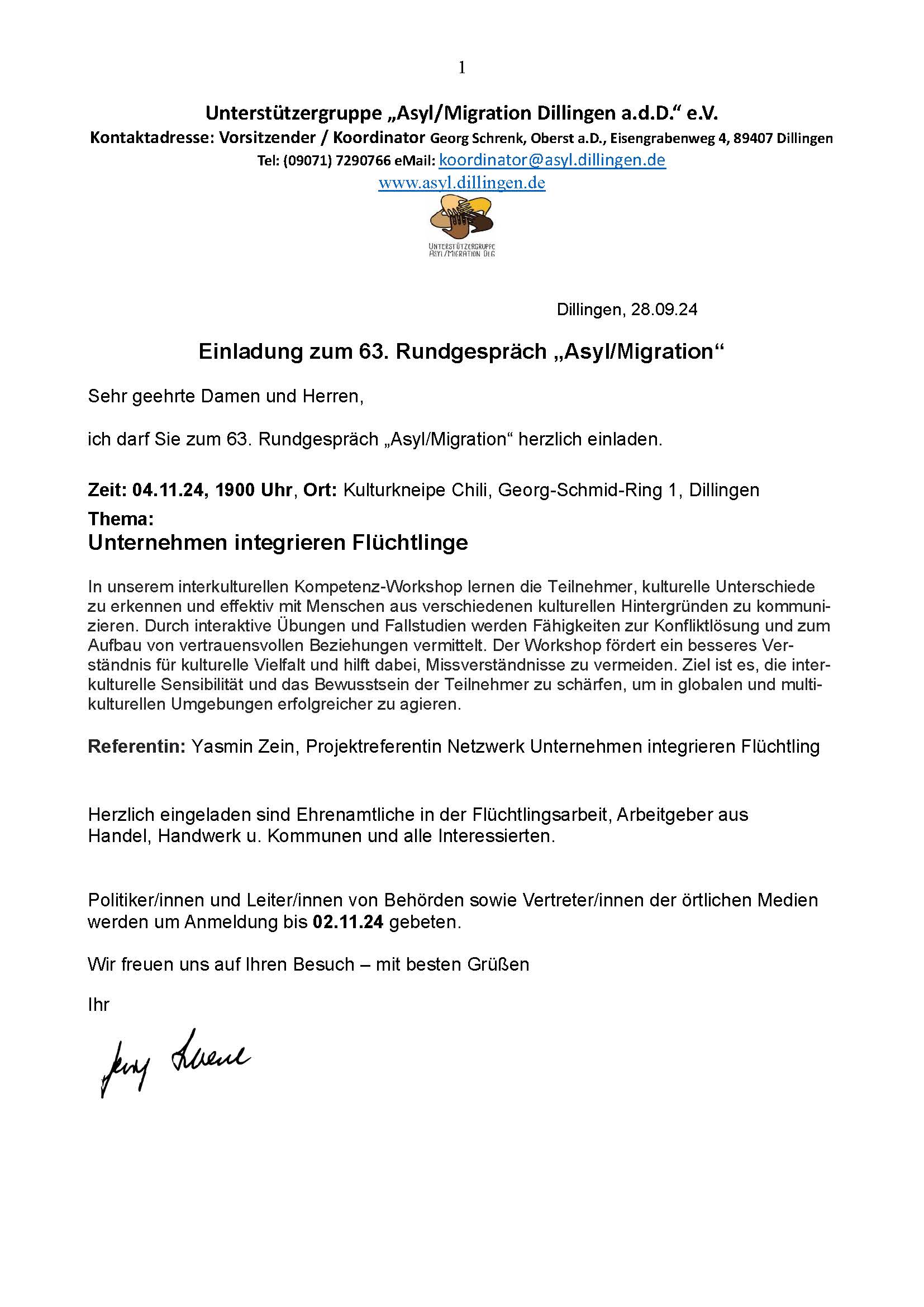 Anhang 6 Einladung 63. Rundgesprach