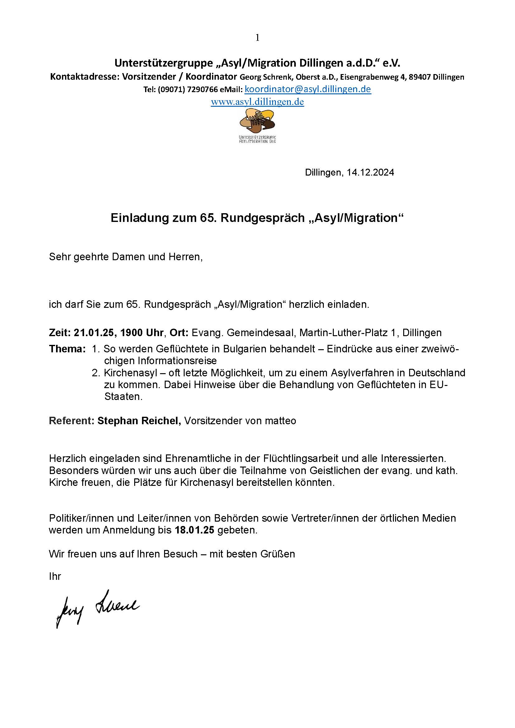 Anhang 6 Einladung 65. Rundgesprach