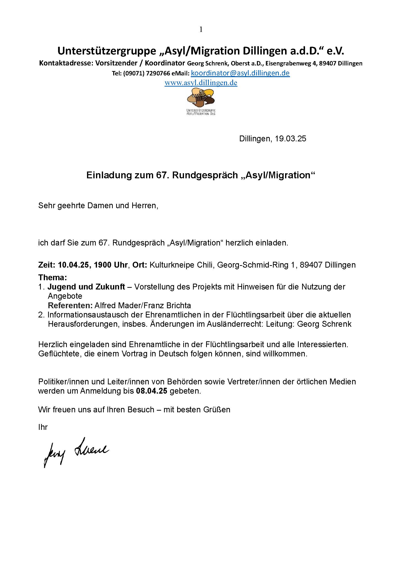 Anhang 6 Einladung 67. Rundgesprach
