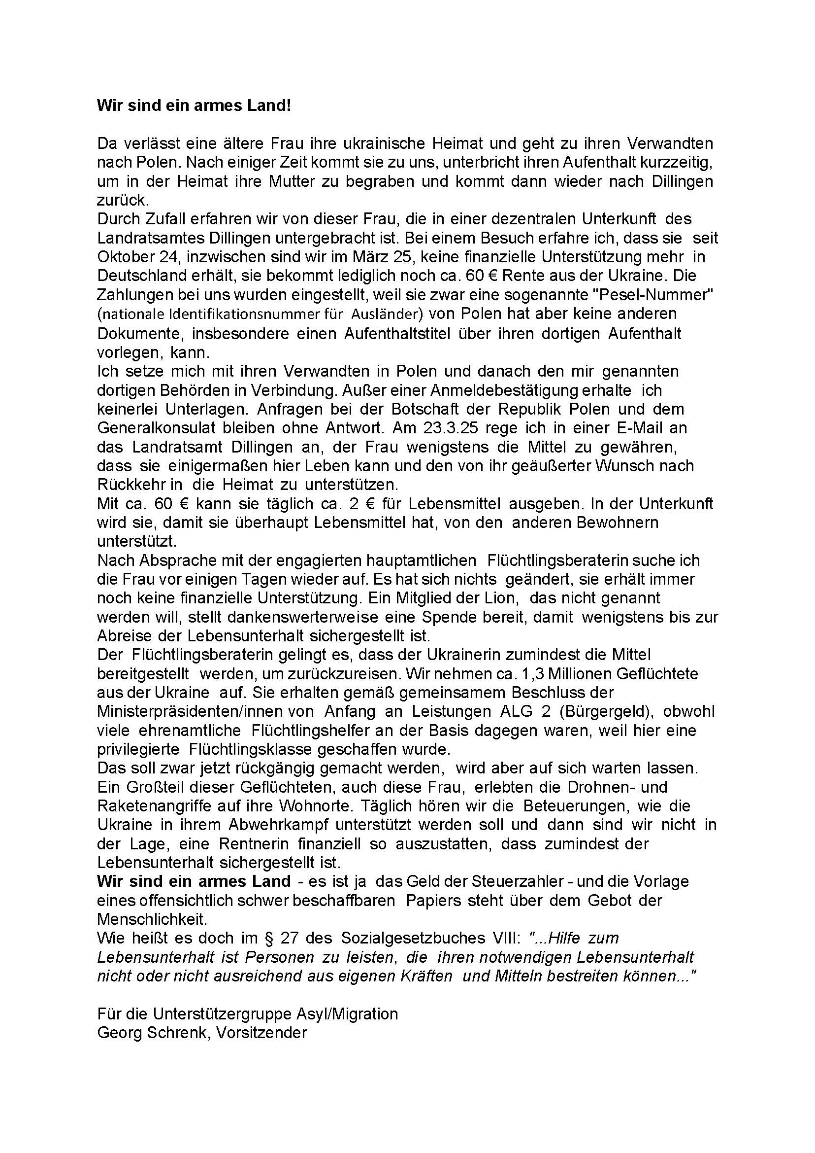 PM Wir sind ein armes Land