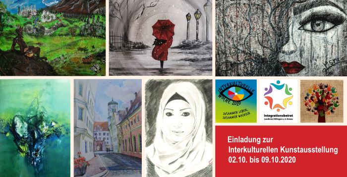 Einladung zur Interkulturellen Woche mit Kunstausstellung in Dillingen 2020 [Quelle: Landratsamt]