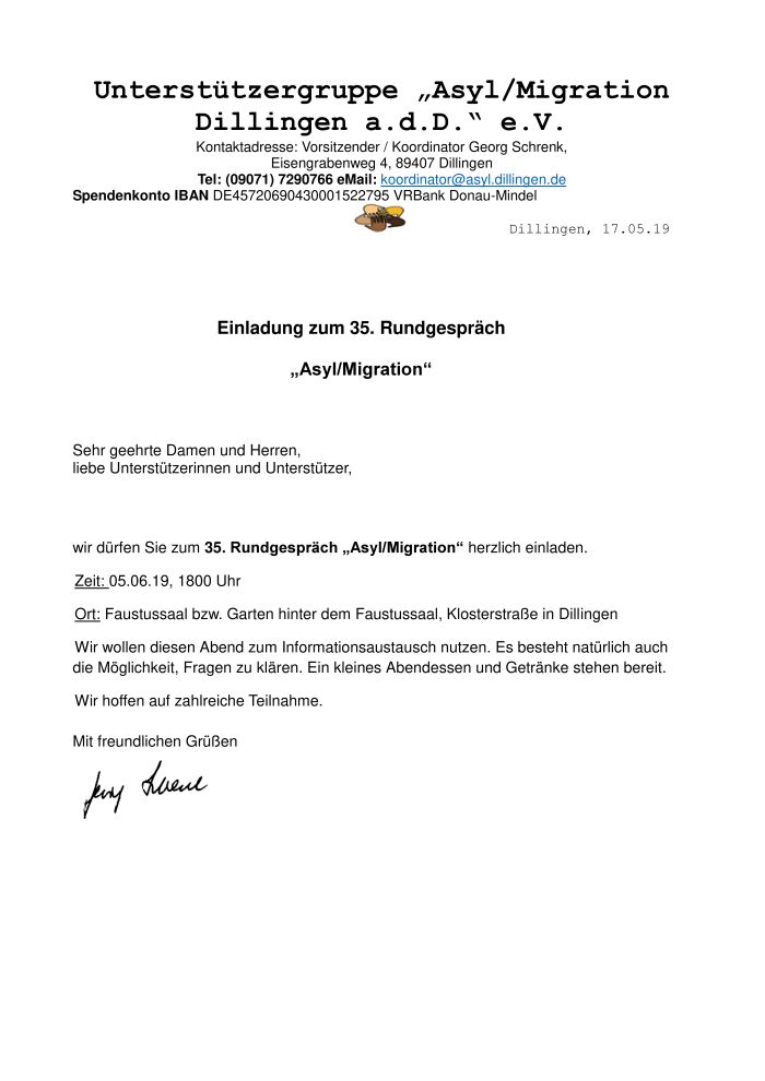 Einladung zum 35. Rundgespräch